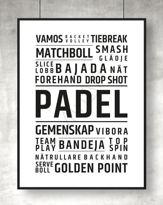 Padel tavla med text